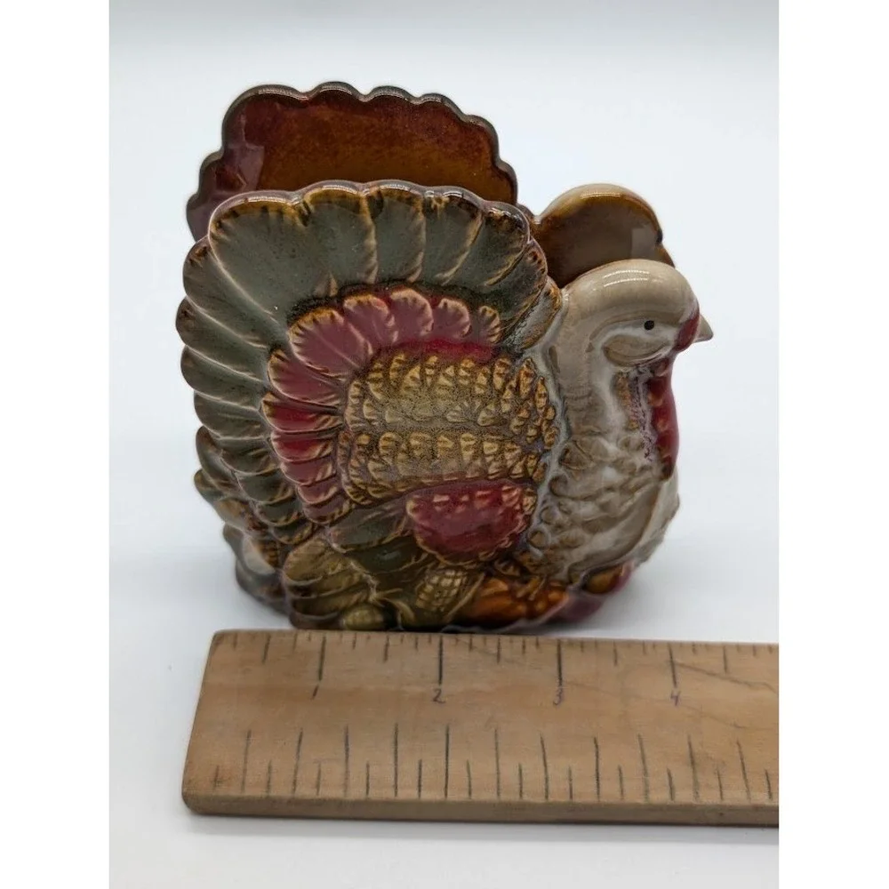 Vintage Thanksgiving Turkey Ceramic Napkin Holder Harvest Fall‎ Farmhouse Rustic